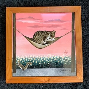 Cat art hot plate or wall hanging